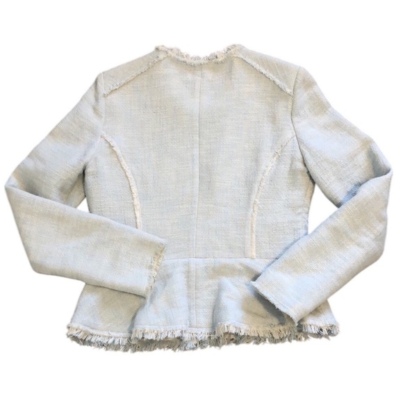 Sundance Womens Blazer Jacket Sz 10 Blue Fringe Tweed Western Boho Cottagecore - Picture 3 of 8